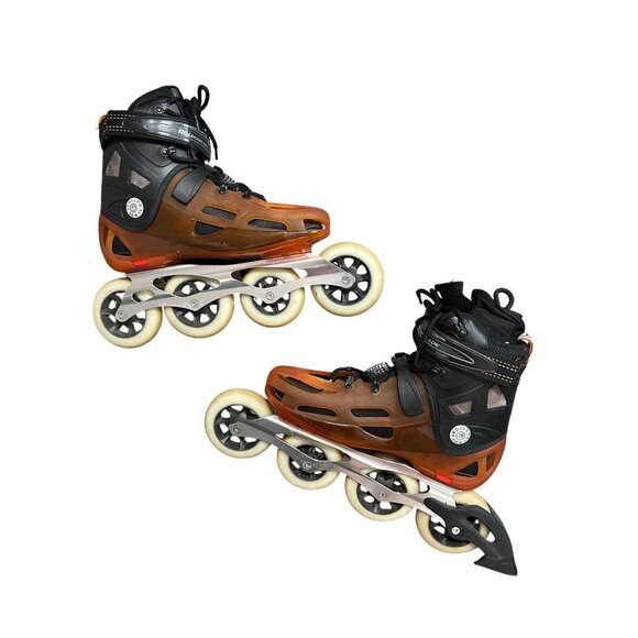 Rollerblade RB 100 Mens 11.5 Inline Skates Black & Orange 4-Wheel Aluminum Frame - Picture 1 of 9